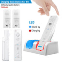 For Wii Remote Controller Charger Dual Charge Dock with Two 2800mAh Rechargeable Batteries