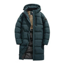Fleece-lined Extra-thick Long Hooded Cotton Coattrendy Brand Windproof And Cold-resistant