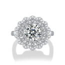 Adjustable S925 Silver Moissanite Flower Ring