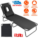 Folding Beach Lounge Chair Face DownÊTanning Chaise Sunbathing Recliner 265LBS Max Load with 5-Angle Backrest 3 Removable Pillows for Beach Pool Lawn