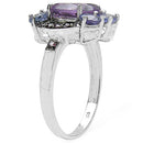 4.04 Carat Genuine Amethyst & Tanzanite .925 Sterling Silver Ring