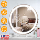 19Inch Large Round Vanity Makeup Mirror With LED Halo Light 3 Lighting Colors Dimmable Brightness Touch Control 360¡ Rotation High-Definition Lighted