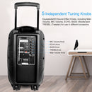 KOCASO Wireless Speaker Portable PA Karaoke System with 15" Subwoofer FM Radio Wired Microphone w/ DJ Lights Remote Control
