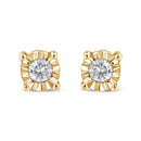 10K Yellow Gold Plated .925 Sterling Silver 1/10 Cttw Round Brilliant-Cut Diamond Miracle-Set Stud Earrings (J-K Color, I3 Clarity)