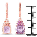 4.90 Carat Genuine Pink Amethyst and Rhodolite .925 Sterling Silver Earrings