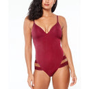 Bar III Shimmer Strappy-Leg One-Piece Swimsuit, Size Medium