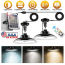 2Pack Solar Shed Lights with Separate Panel Wall Mounted Solar Pendant Light Indoor Outdoor with Remote Timer 3 Modes 3 Light Colors IP 55 Waterproof