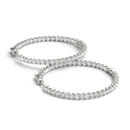14k White Gold Diamond Hoop Earrings with Shared Prong Setting (2 cttw)