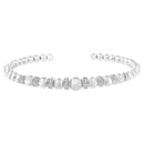 .925 Sterling Silver 1/4 Cttw Diamond Rondelle Graduated Ball Bead Cuff Bangle Bracelet (I-J color, I2-I3 clarity) - Fits wrists up to 7 1/2 inches