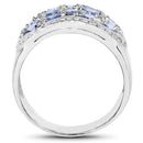 2.62 Carat Genuine Tanzanite and White Topaz .925 Sterling Silver Ring