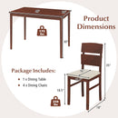 5-Piece Dining Table Set with High Curved Back for 4 People-Walnut