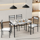 5-Piece Faux Marble Dining Set with Steel Frame
