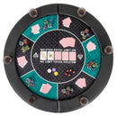Portable 48 Inch 6-Player Foldable Poker Table Top Round Game Mat-Green
