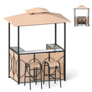 6.5 x 4 x 8 FT Grill Gazebo Set with 2 Bar Stools and Bar Table