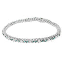 14K White Gold 4 5/8 Cttw Alternating White and Blue Diamond Martini Set Tennis Bracelet (H-I Color, I1-I2 Clarity) - 7" Inches