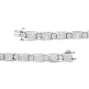 14K White Gold 5.0 Cttw Princess Cut Diamond Invisible Set Alternating Size D Shaped Links Tennis Bracelet (H-I Color, SI2-I1 Clarity) - 7â€