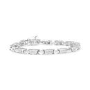 14K White Gold 2.0 Cttw Princess Cut Invisible Set Diamond Rectangular Link Bracelet (I-J Color, I1-I2 Clarity) - 7.25"
