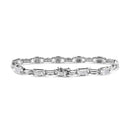14K White Gold 1.0 Cttw Invisible Set Princess Diamond Alternating Link Tennis Bracelet (I-J Color, I1-I2 Clarity) - 7.25"