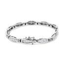 14K White Gold 2.0 Cttw Princess and Round Diamond Bar and Link Bracelet (I-J Color, I1-I2 Clarity) - 7.25" Inches