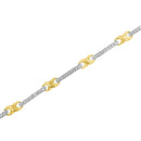 10K Yellow Gold 1.00 Cttw Pave Set Diamond Bar and X-Link 7" Bracelet (I-J Color, I3 Quality)