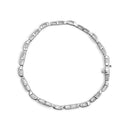 14K White Gold 1.0 Cttw Invisible Set Princess Cut Diamond Alternating Station and Link Tennis Bracelet (I-J Color, I1-I2 Clarity) - Size 7.25" Inches