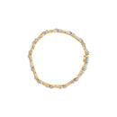 10k Yellow Gold 3.00 Cttw Round-Cut and Baguette-Cut Floral Link 7.25" Bracelet (I-J Color, I1-I2 Clarity)