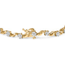 10k Yellow Gold 1.00 Cttw Round-Cut Diamond Floral S-Link 7.50" Bracelet (I-J Color, I2-I3 Clarity)