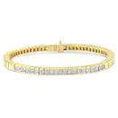 14K Yellow Gold 1-1/10 Cttw Princess & Baguette Cut Diamond 7" Alternating Stone Eternity Tennis Bracelet (G-H Color, VS1-VS2 Clarity)
