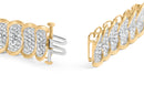 10k Yellow Gold 5.00 Cttw Diamond Oval Banded Link Bracelet (I-J Color, I1-I2 Clarity) - 7" Inches