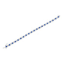 .925 Sterling Silver, Lab-Grown Gemstone and 4 Cttw Round Diamond Tennis Bracelet (H-I Color, I1-I2 Clarity) - Created Blue Sapphire, September Birthstone
