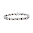 .925 Sterling Silver, Lab-Grown Gemstone and 4 Cttw Round Diamond Tennis Bracelet (H-I Color, I1-I2 Clarity) - Created Blue Sapphire, September Birthstone