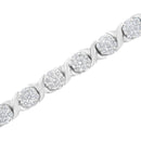 14K White Gold 4 7/8 Cttw Round Brilliant-Cut Diamond Round Cluster & X-Link 7" Tennis Bracelet (I-J Color, SI2-I1 Clarity)