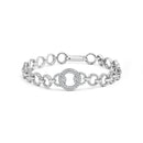 .925 Sterling Silver 1.00 Cttw Diamond Interlinking Open Circle Link Bracelet