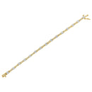 10K Yellow and White Gold 2.00 cttw Round and Baguette-Cut Diamond Link Bracelet (I-J Color, I2-I3 Clarity) - Size 7.25"