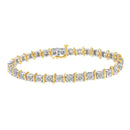 Two-Tone 10K Yellow Gold over .925 Sterling Silver 1.0 Cttw Diamond S-Curve Link Miracle-Set Tennis Bracelet (I-J Color, I3 Clarity) - 7"