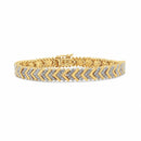 .925 Sterling Silver 1/6 Cttw Round-Cut Diamond Chevron Wave 7.25" Link Bracelet (I-J Color, I3 Clarity)