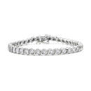 14K Rose Gold Plated .925 Sterling Silver 1/4 Cttw Diamond Round Miracle Plate and "S" Link Tennis Bracelet (I-J Color, I2- I3 Clarity) - 7"