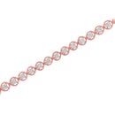 14K Rose Gold Over .925 Sterling Silver 1/4 Cttw Diamond 7" Open Circle Wheel Link Tennis Bracelet (I-J Color, I2-I3 Clarity)