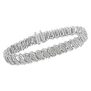 .925 Sterling Silver 3.0 Cttw Diamond Multi Row Cluster Slanted Wave Link 7-¼†Tennis Bracelet (I-J Color, I2-I3 Clarity)