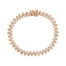 14KT Rose Gold Plated Sterling Silver Diamond S Link Tennis Bracelet (2 cttw, J-K Color, I1-I2 Clarity) - Size 7.5"