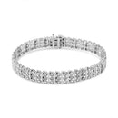 .925 Sterling Silver 1.00 Cttw Diamond Multi Row Heart Link Bracelet (H-I Color, I1-I2 Clarity) - 7.25" Inches