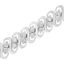 .925 Sterling Silver 1/4 cttw Round-Cut Diamond Double Row Wrapped S-Link Bracelet (I-J Color, I2-I3 Clarity) - Size 7.25"
