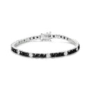 .925 Sterling Silver 3.0 Cttw Black and White Diamond Tennis Bracelet (I-J Color, I2-I3 Clarity) - 7.25" Inches