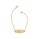 14K Yellow Gold Plated Sterling Silver 1/2 Cttw Lab Grown Diamond Rose Motif Link Bracelet
