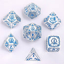 Wizard Solid Metal Polyhedral Dice Set - Silver with Blue