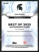 2026-26 Bowman U Best of 2025 Gold Auto #/50 Cam Ward #BA-CW