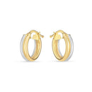 14k Two Tone Gold Double Round Hoops
