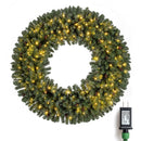 60 Inch Pre-Lit Artificial Christmas Wreath 200 LED Warm White Lights