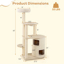 60 Inches Tall Cat Tree with 2-Story Condo and Sisal Scratching Posts-Natural