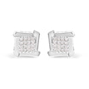 10K White Gold 1/2 Cttw Composite Princess Diamond Square and Swirl Stud Earrings (I-J Color, I1-I2 Clarity)
